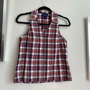 Adorable Vintage Ann Taylor Checkered Sleeveless Button Down size 4